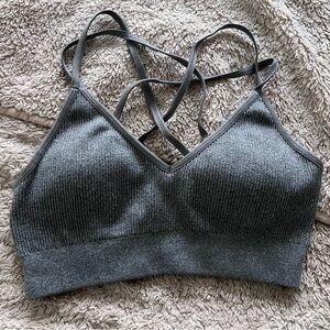 Aerie Grey Seamless Strappy Padded Bralette | Medium